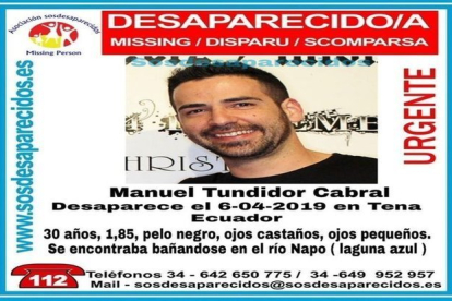 Joven español desaparecido en Ecuador.-EP