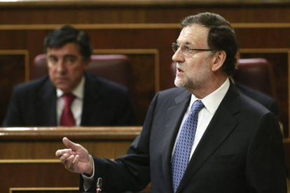 El presidente del Gobierno, Mariano Rajoy, durante su intervención ante el pleno de control al Ejecutivo.-Foto: EFE