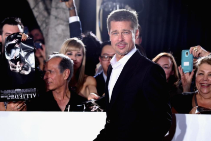 Brad Pitt, durante la presentación de 'Allied', en Westwood, California.-AFP