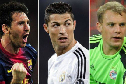 Messi, Cristiano y Nauer, los favoritos al podio del Balón de Oro.-Foto: AFP