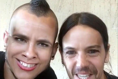 Cristina Pedroche y David Muñoz se intercambian las caras en un vídeo subido a Instagram.-INSTAGRAM