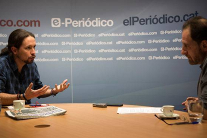 Pablo Iglesias, secretario general de Podemos, durante la entrevista concedida a EL PERIÓDICO.-Foto: MÓNICA TUDELA