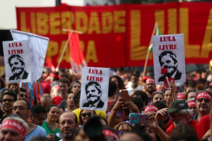 Manifestaciones de apoyo en favor de la libertad de Lula Da Silva.-REUTERS