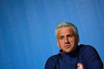 Ryan Lochte, durante la rueda de prensa que dio dos días antes de la inauguración de los Juegos de Río.-AFP / MARTIN BUREAU