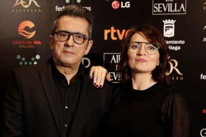 Andreu Buenafuente y Silvia Abril, en la presentación de la gala de los Premios Goya, en Madrid, este lunes.-EFE