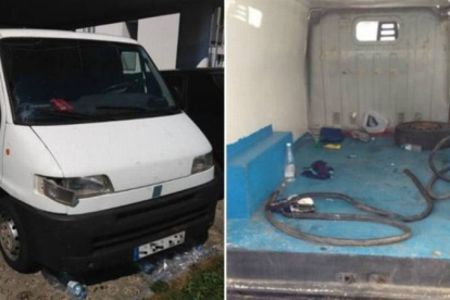Imágenes tomadas por la policía austríaca de la camioneta donde se encontraron a 26 inmigrantes, entre ellos, tres niños en estado grave.-