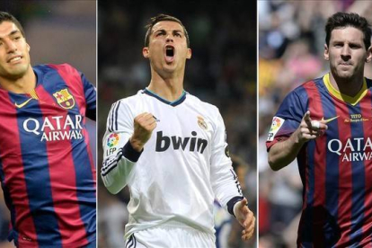 Suárez, Ronaldo y Messi han sido nominados al Premio al Mejor Jugador de la UEFA en Europa 2014/15-Foto: AFP