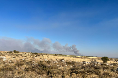 El incendio se encuentra cerca de la provincia de Soria, desde donde se tomó esta imagen. HDS