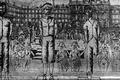 Ejecuciones en la Plaza Mayor de Salamanca el 11 de enero de 1802.