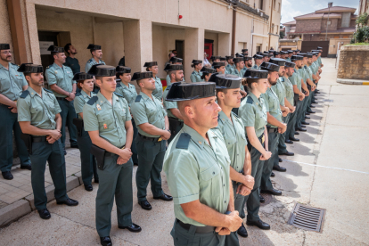 Agentes de la Guardia Civil este jueves en la Comandancia de Soria.