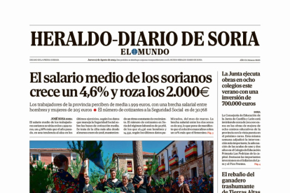 Portada de Heraldo-Diario de Soria de 17 de agosto de 2023.