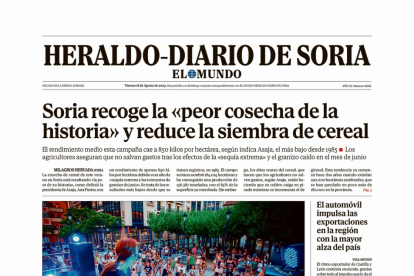 Portada de Heraldo-Diario de Soria de 18 de agosto de 2023.