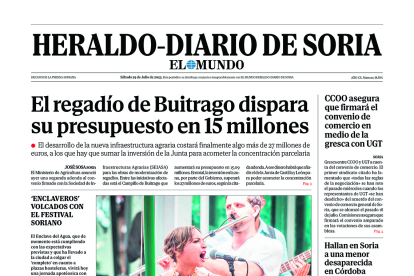 Portada de Heraldo-Diario de Soria del 29 de julio de 2023.