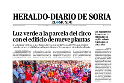 Portada de Heraldo-Diario de Soria del 21 de agosto de 2023.
