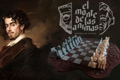 Recreación del tablero de ajedrez con la imagen de Bécquer.