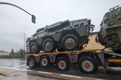 Detalle del convoy accidentado cuando pasaba por la travesía de Golmayo (Soria) hora y media antes del accidente.