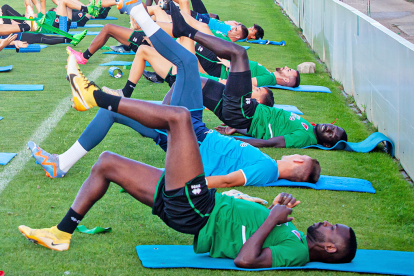 Moustapha y Diamanka en un entrenamiento en la Ciudad Deportiva.