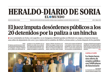 Portada de Heraldo-Diario de Soria del 15 de noviembre de 2023.