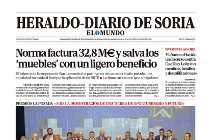 Portada de Heraldo-Diario de Soria del 16 de noviembre de 2023