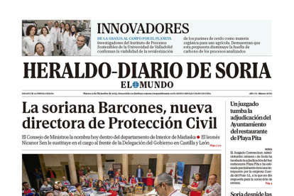 Portada de Heraldo Diario de Soria del 12 de diciembre de 2023