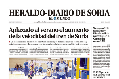Portada de Heraldo-Diario de Soria de 14 de diciembre de 2023.