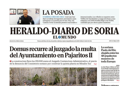 Portada de Heraldo Diario de Soria del 19 de enero de 2024