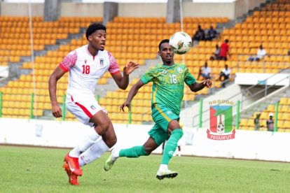 El numantino Noe en un partido con la selección de Guinea Ecuatorial