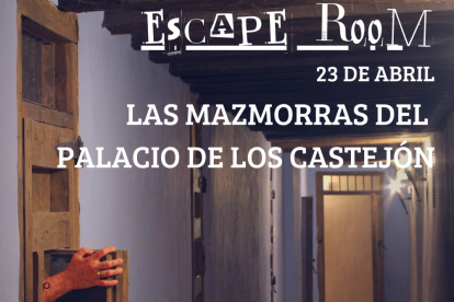 Detalle del cartel del 'scape room' de Ágreda.