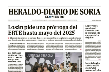Portada de Heraldo-Diario de Soria de 18 de abril de 2024.