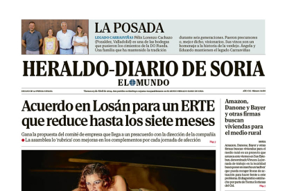 Portada de Heraldo Diario de Soria del 19 de abril de 2024.