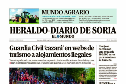 Portada de Heraldo-Diario de Soria del lunes 22 de abril de 2024.