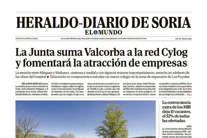Portada de Heraldo Diario de Soria del 25 de abril de 2024