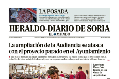 Portada de Heraldo Diario de Soria de este viernes 26 de abril de 2024