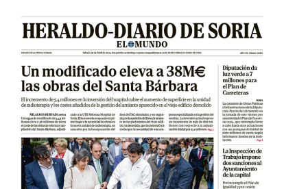 Portada de Heraldo Diario de Soria del 27 de abril de 2024.