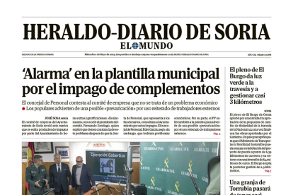 Portada de Heraldo Diario de Soria del 1 de mayo de 2024.