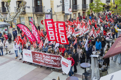 La manifestación sindical atrajo a más de 450 personas