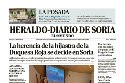 Consulta la portada de Heraldo-Diario de Soria del jueves 9 de mayo de 2024. Disponible en Orbyt y cada día en tu quiosco.