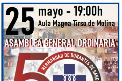 Cartel de la asamblea por el quincuagésimo aniversario de la Hermandad de Donantes de Sangre de Soria.