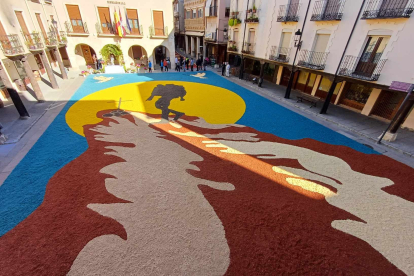 Alfombra del Corpus Christi en la plaza Mayor.