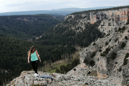 Jessica Pascual en el Cañón del Río Lobos.