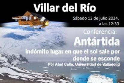 Detalle del cartel de la conferencia de Abel Calle sobre la Antártida.