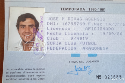 Ficha de José María Rivas de su época de jugador