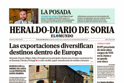 Portada de Heraldo Diario de Soria del 19 de julio de 2024.