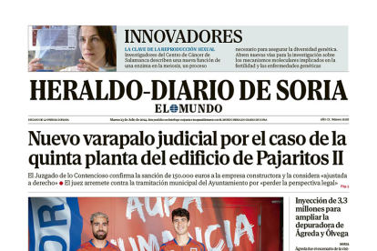 Portada de Heraldo Diario de Soria del 23 de julio de 2024.