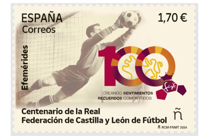 Sello conmemorativo del centenario de la Real Federación de Castilla y León de Fútbol.