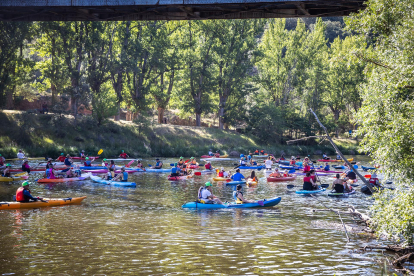 Cerca de 200 participantes se han sumado a la ya tradicional travesía Soria-Los Rábanos en piragua.