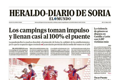 Portada de Heraldo-Diario de Soria de 15 de agosto de 2024.