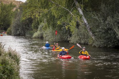 Los piraguistas en el Río Duero