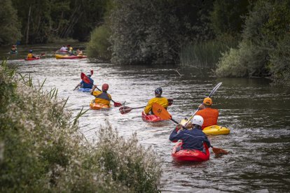 Los piraguistas en el Río Duero