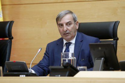 El consejero de Movilidad, José Luis Sanz Merino, durante su comparecencia en Cortes.